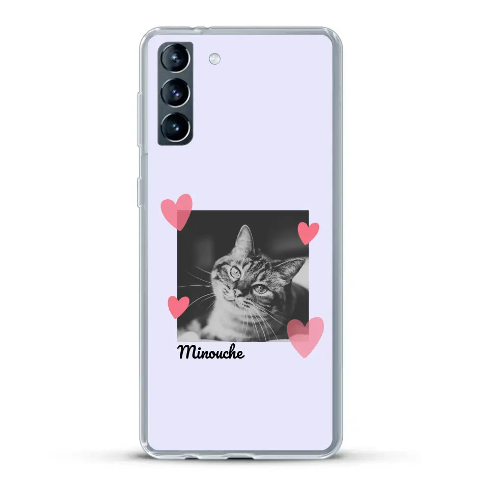 Photo carré avec coeurs - Coque de téléphone personnalisée