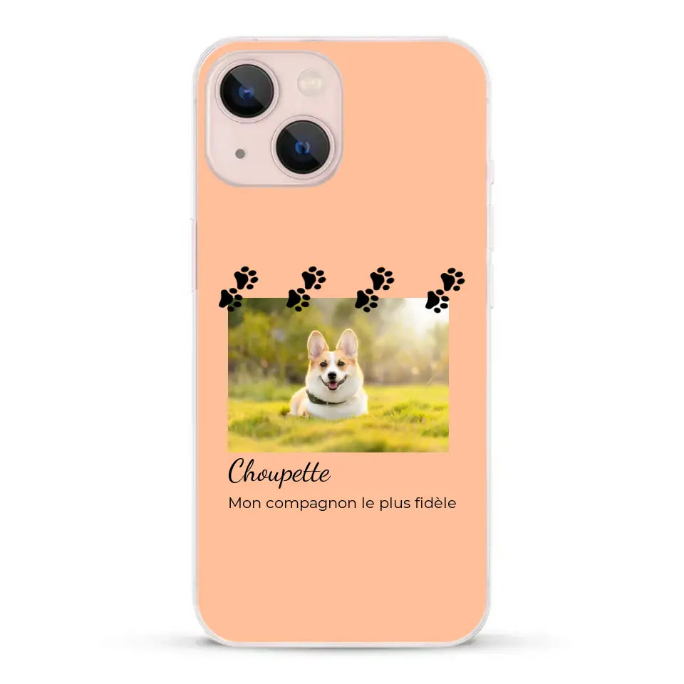 Vignette photo avec prénom et pattounes - Coque de téléphone personnalisée