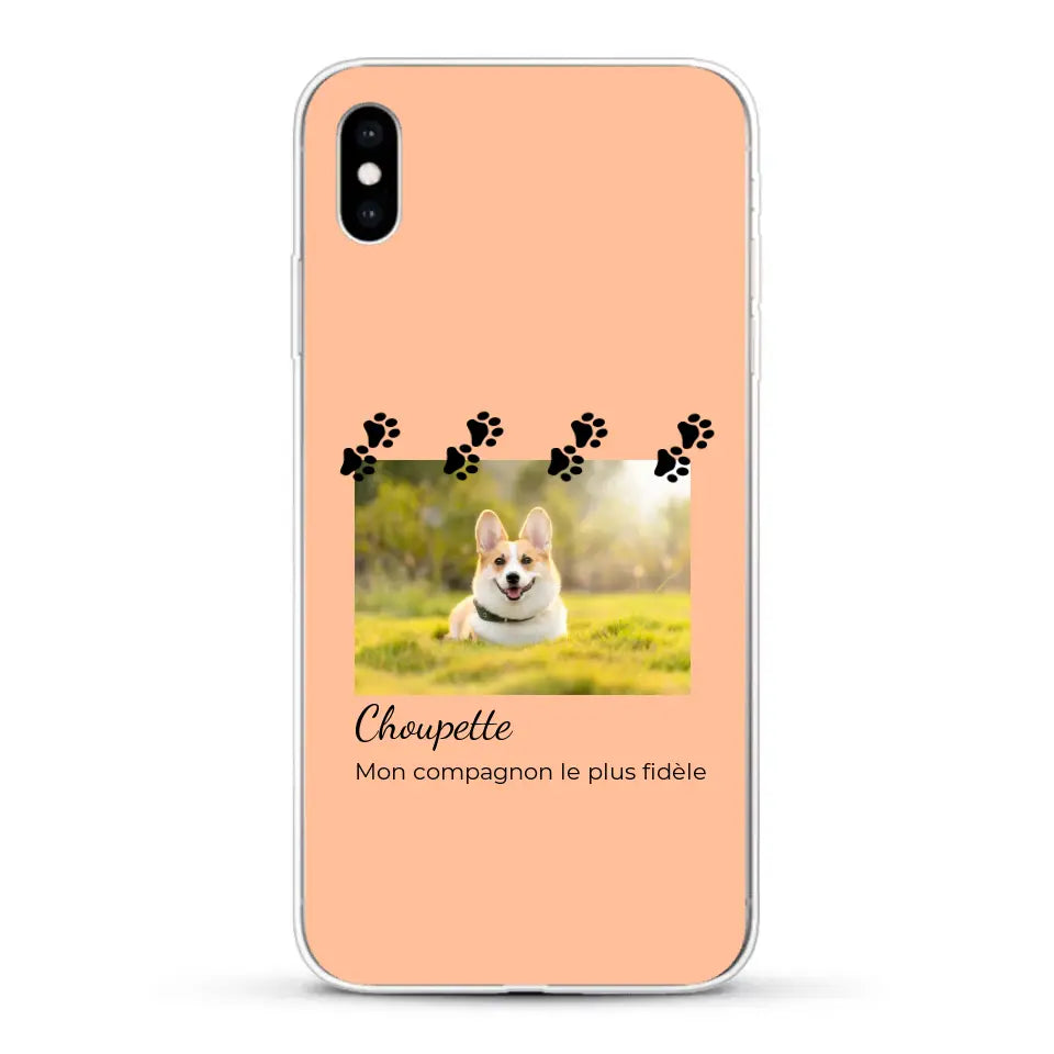 Vignette photo avec prénom et pattounes - Coque de téléphone personnalisée