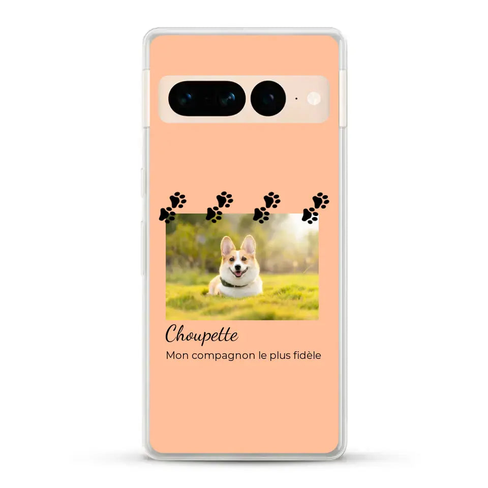 Vignette photo avec prénom et pattounes - Coque de téléphone personnalisée