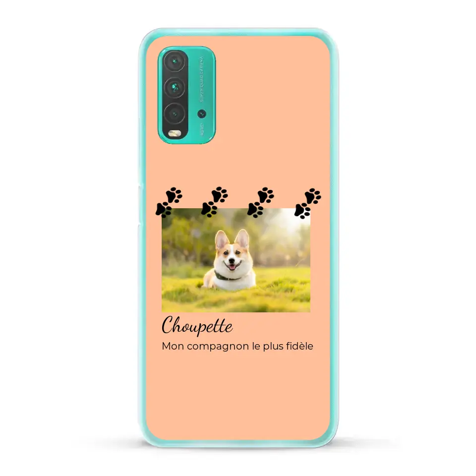 Vignette photo avec prénom et pattounes - Coque de téléphone personnalisée