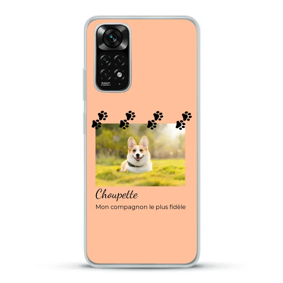 Vignette photo avec prénom et pattounes - Coque de téléphone personnalisée