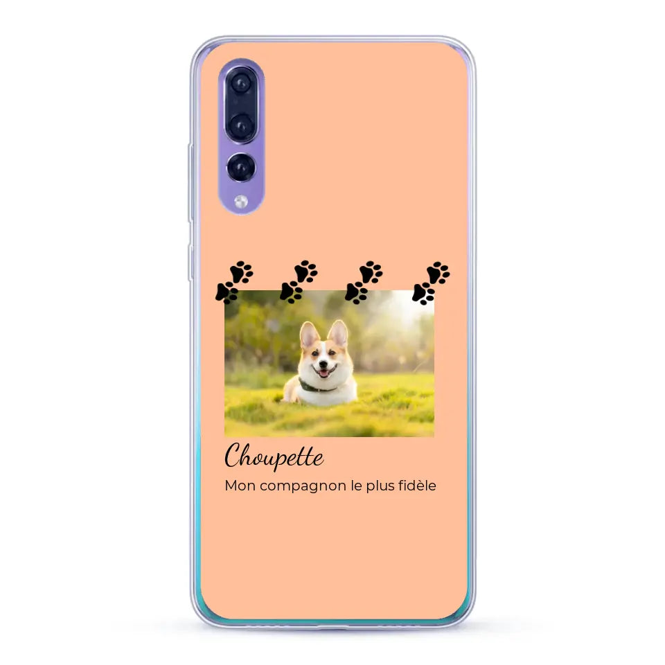 Vignette photo avec prénom et pattounes - Coque de téléphone personnalisée