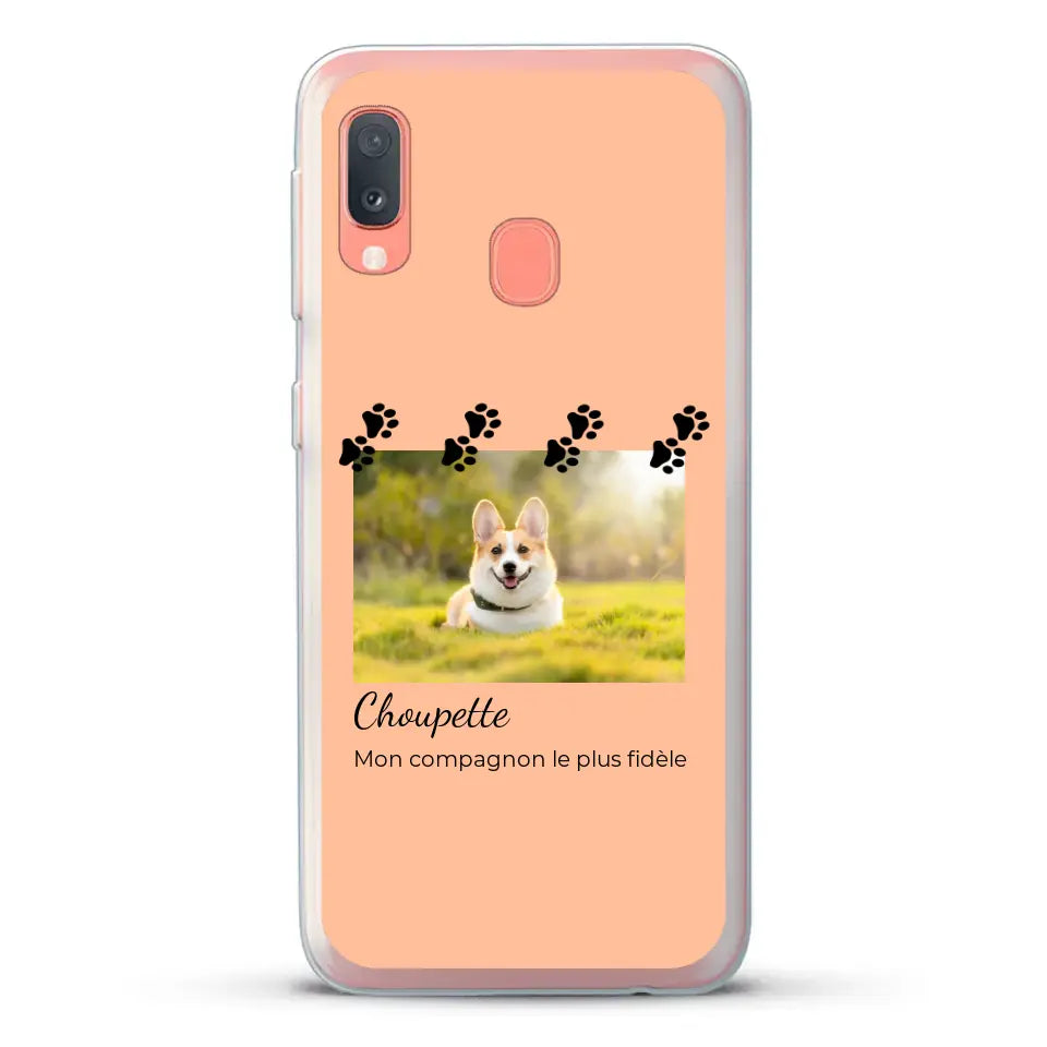 Vignette photo avec prénom et pattounes - Coque de téléphone personnalisée