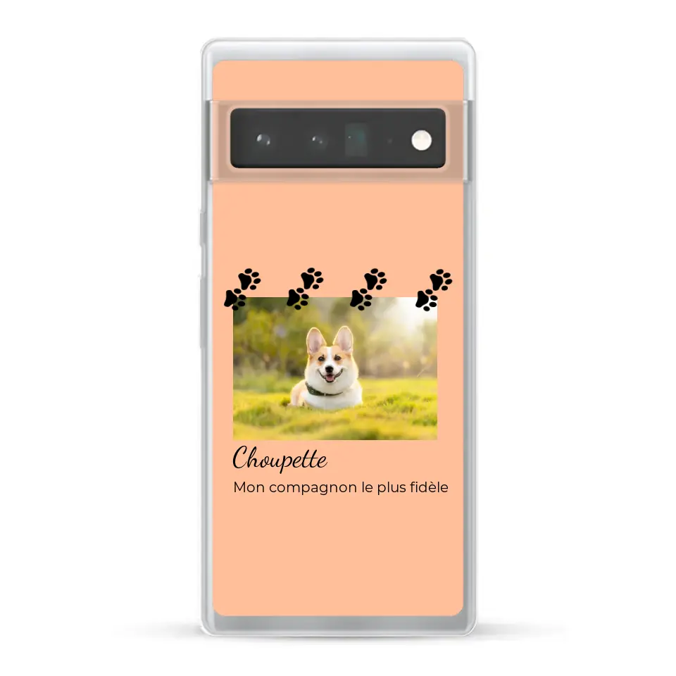 Vignette photo avec prénom et pattounes - Coque de téléphone personnalisée