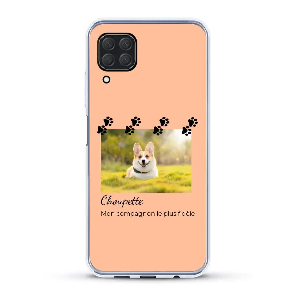 Vignette photo avec prénom et pattounes - Coque de téléphone personnalisée