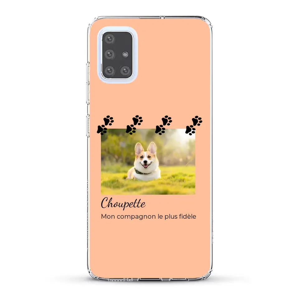 Vignette photo avec prénom et pattounes - Coque de téléphone personnalisée