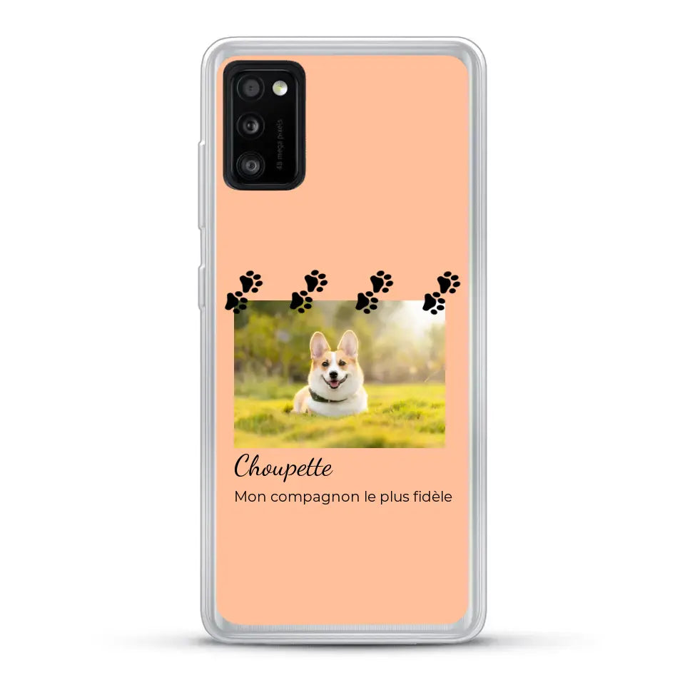 Vignette photo avec prénom et pattounes - Coque de téléphone personnalisée