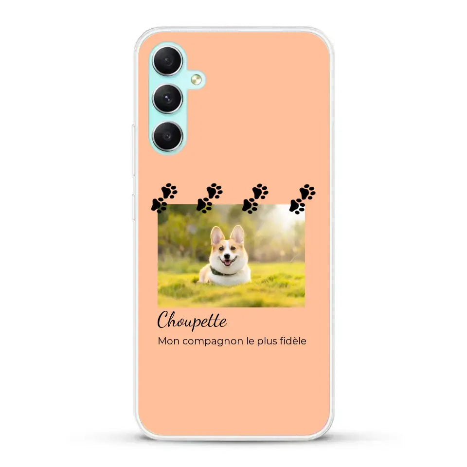 Vignette photo avec prénom et pattounes - Coque de téléphone personnalisée