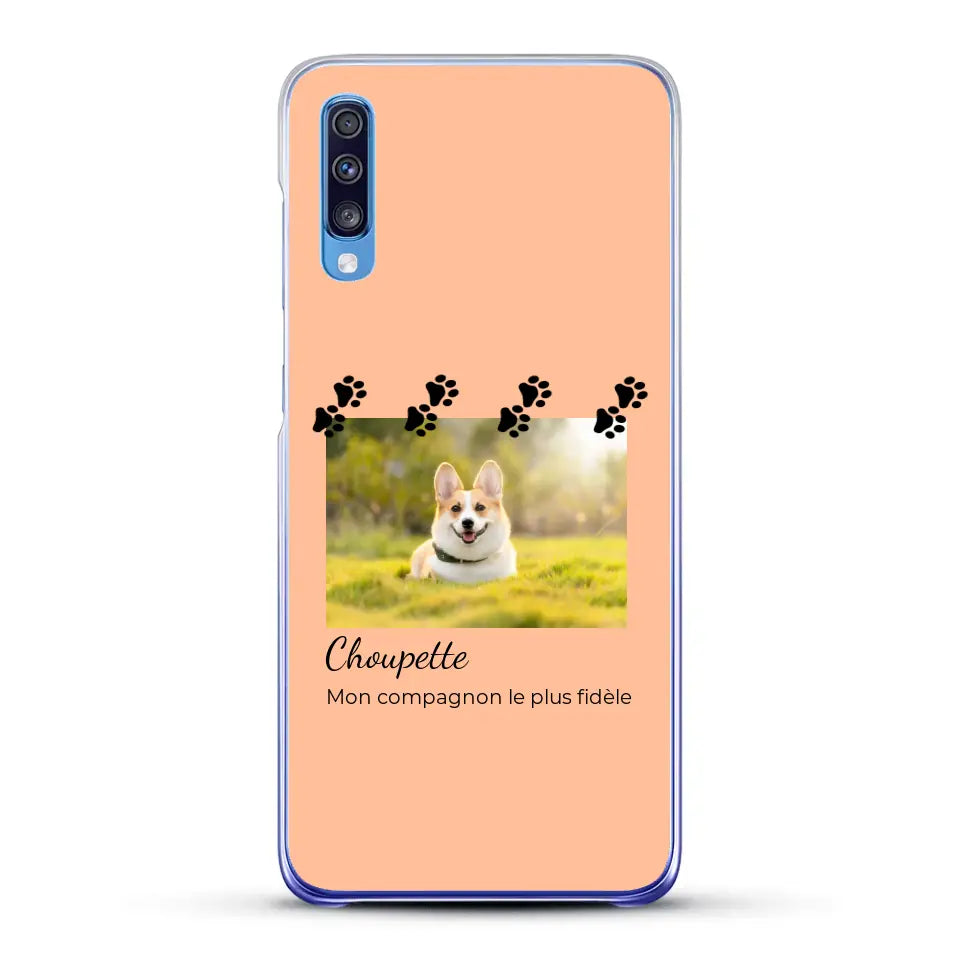 Vignette photo avec prénom et pattounes - Coque de téléphone personnalisée