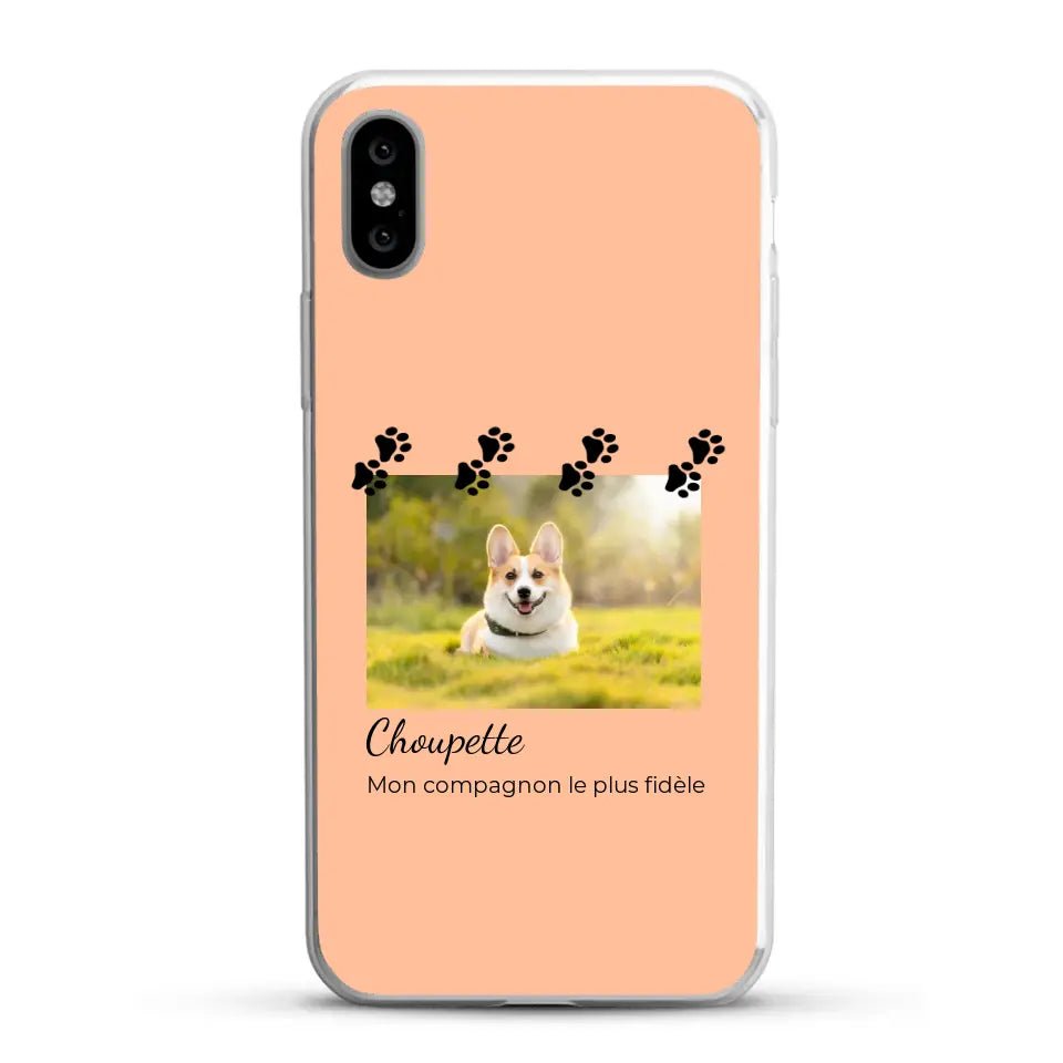 Vignette photo avec prénom et pattounes - Coque de téléphone personnalisée