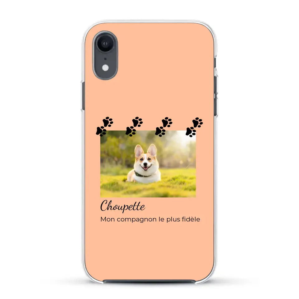 Vignette photo avec prénom et pattounes - Coque de téléphone personnalisée