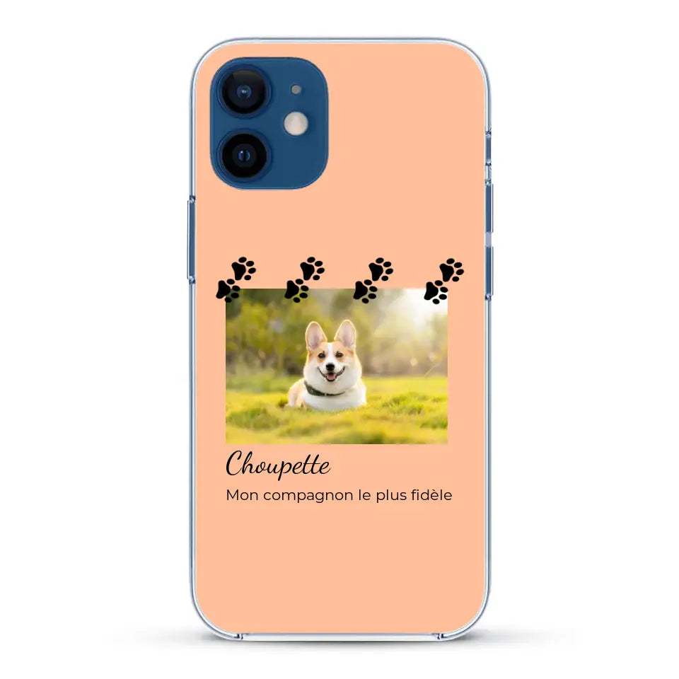 Vignette photo avec prénom et pattounes - Coque de téléphone personnalisée