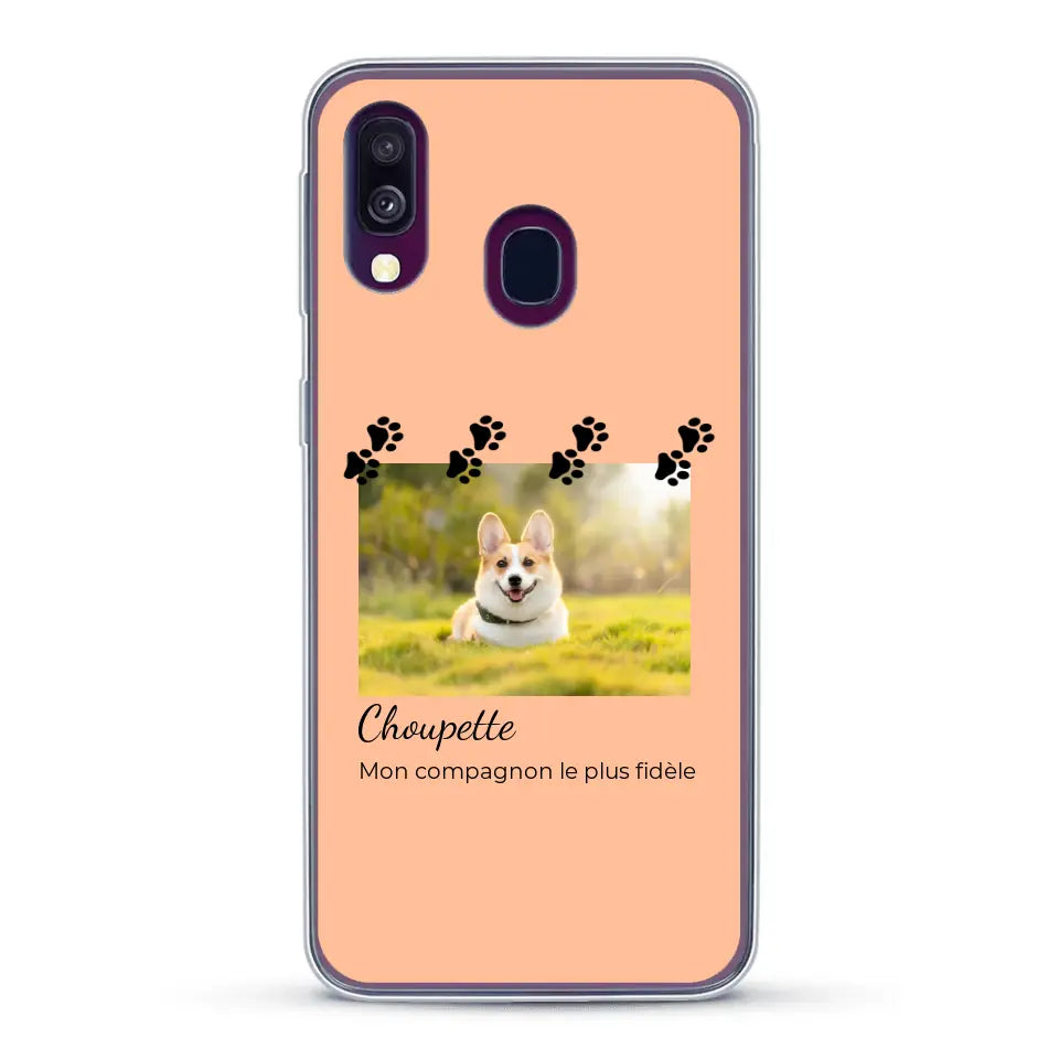 Vignette photo avec prénom et pattounes - Coque de téléphone personnalisée