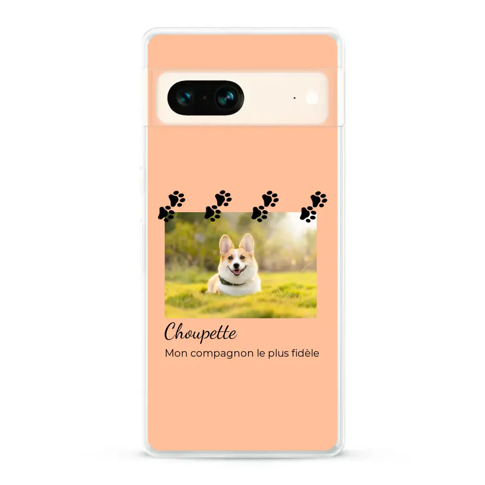 Vignette photo avec prénom et pattounes - Coque de téléphone personnalisée