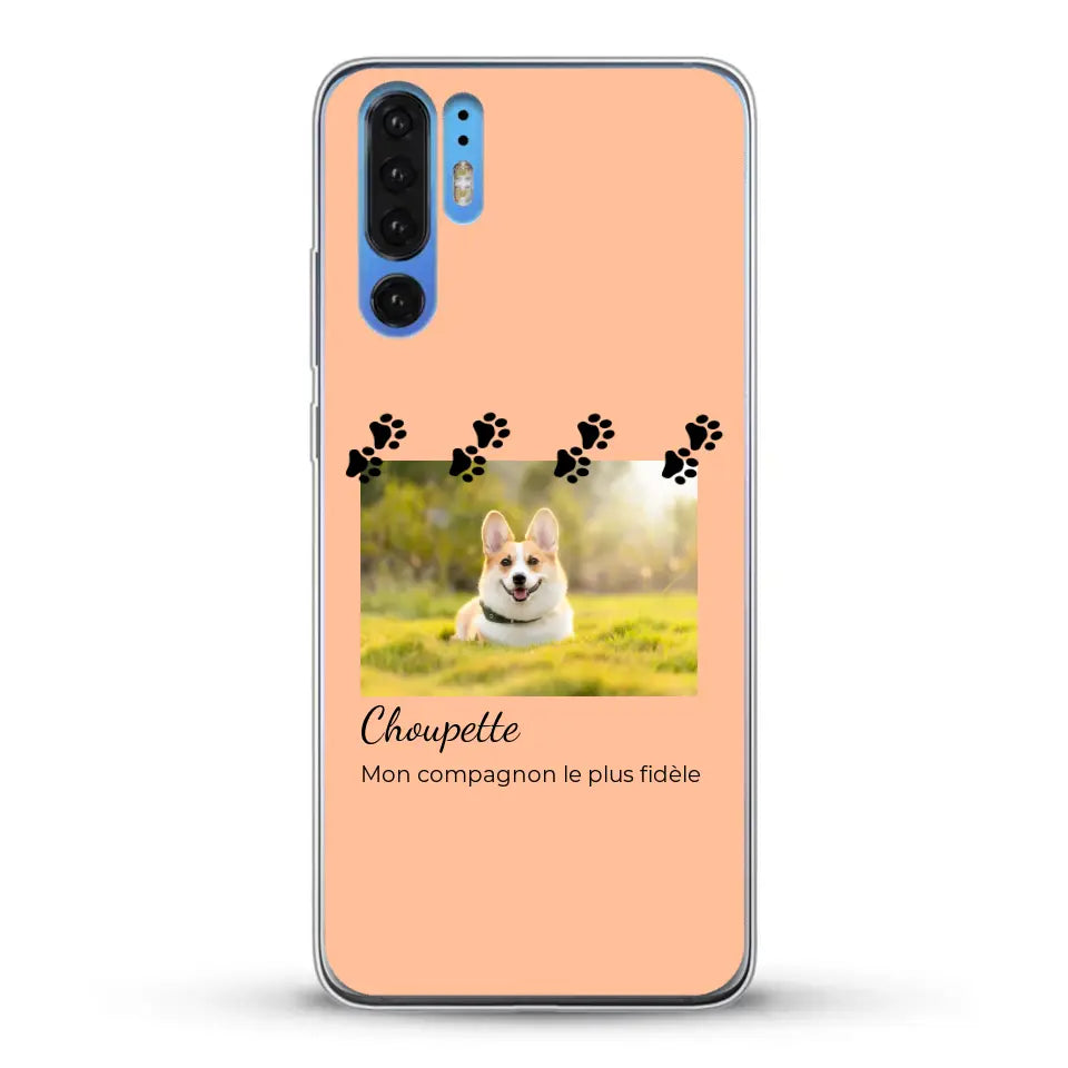 Vignette photo avec prénom et pattounes - Coque de téléphone personnalisée