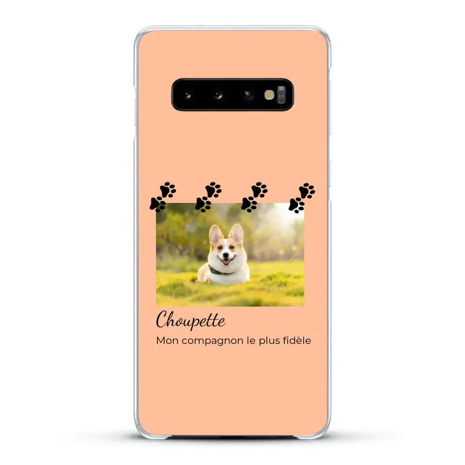 Vignette photo avec prénom et pattounes - Coque de téléphone personnalisée