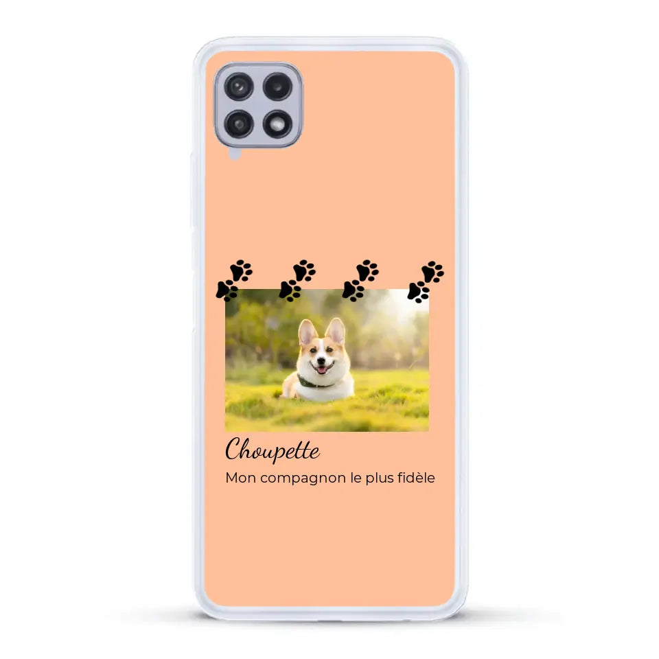 Vignette photo avec prénom et pattounes - Coque de téléphone personnalisée