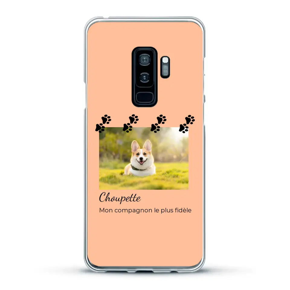 Vignette photo avec prénom et pattounes - Coque de téléphone personnalisée