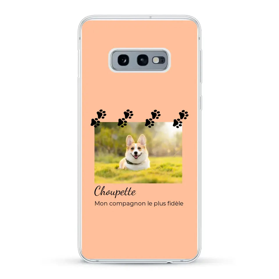 Vignette photo avec prénom et pattounes - Coque de téléphone personnalisée