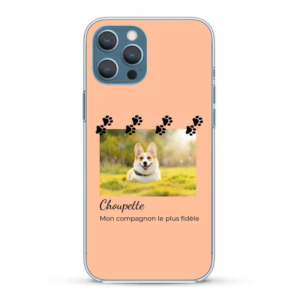 Vignette photo avec prénom et pattounes - Coque de téléphone personnalisée