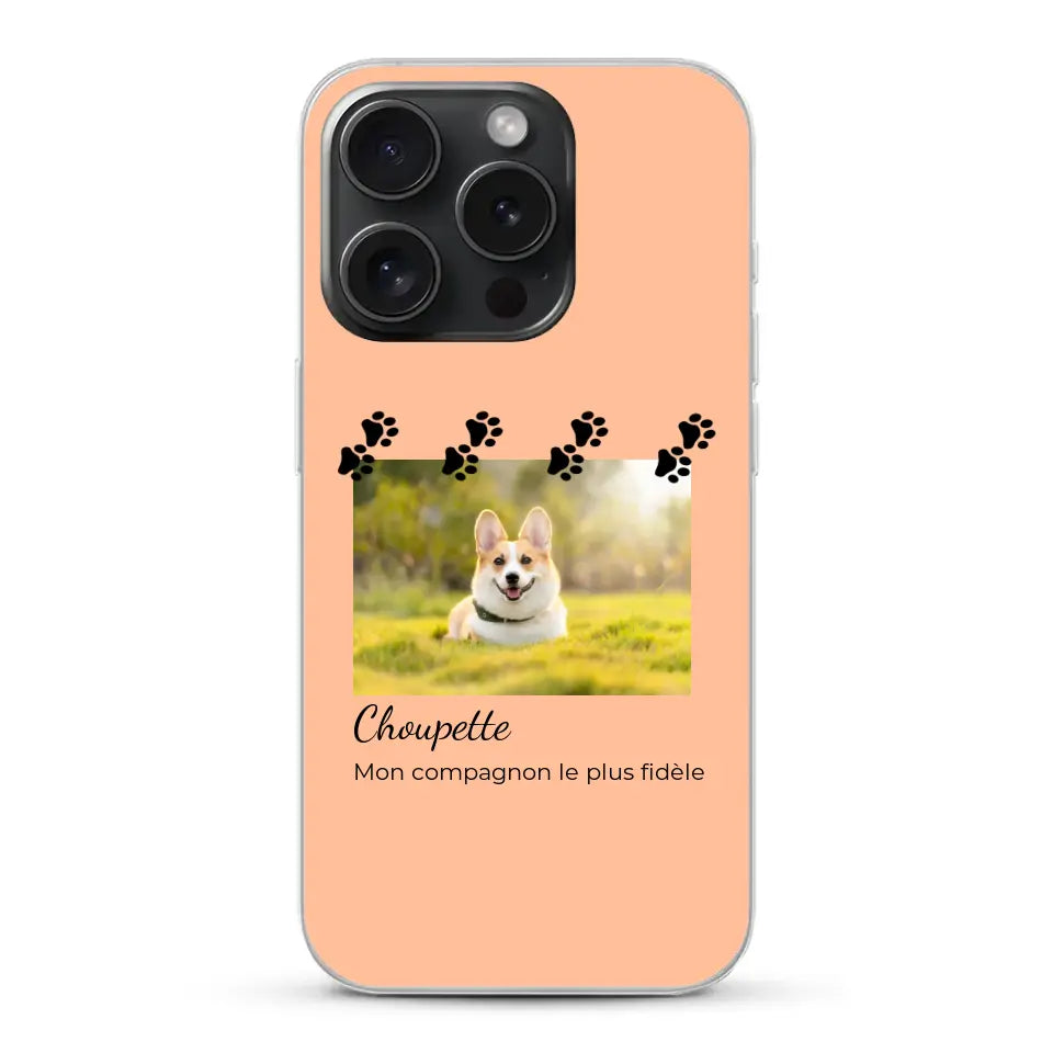 Vignette photo avec prénom et pattounes - Coque de téléphone personnalisée