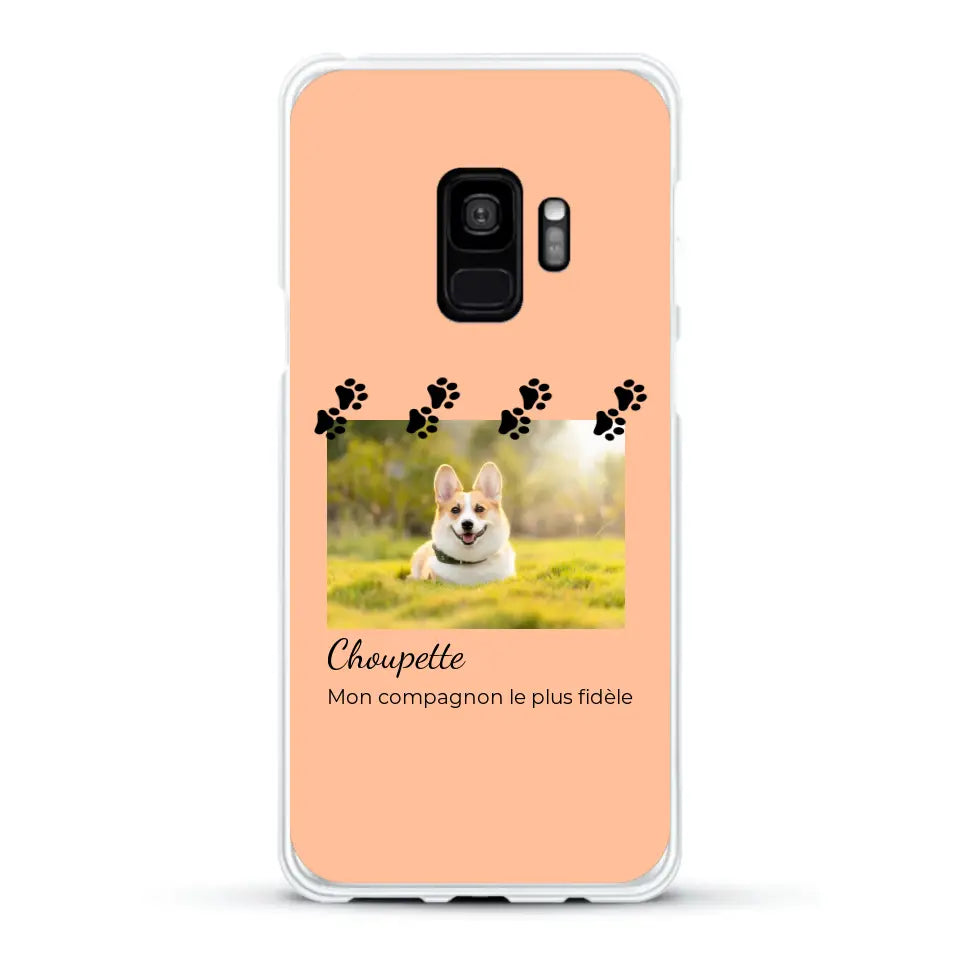 Vignette photo avec prénom et pattounes - Coque de téléphone personnalisée