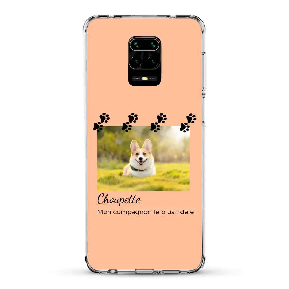 Vignette photo avec prénom et pattounes - Coque de téléphone personnalisée