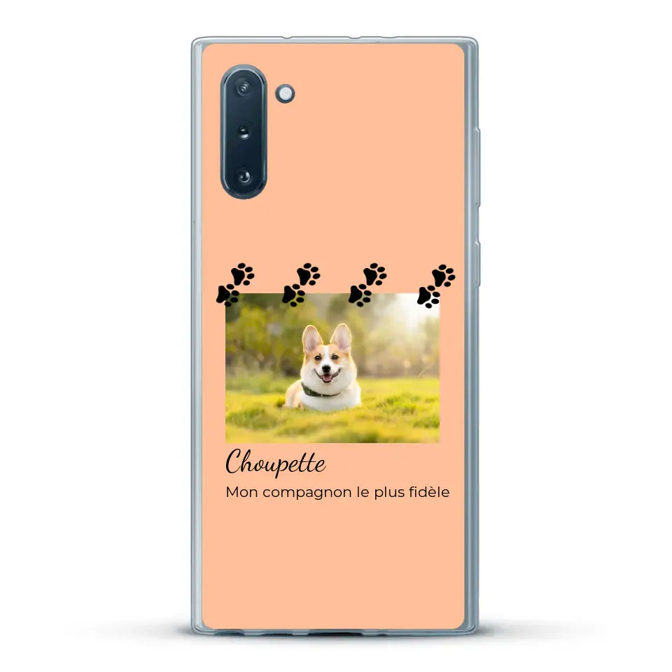 Vignette photo avec prénom et pattounes - Coque de téléphone personnalisée