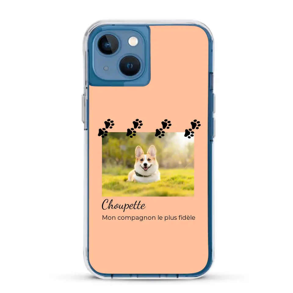 Vignette photo avec prénom et pattounes - Coque de téléphone personnalisée