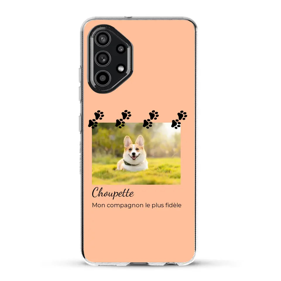 Vignette photo avec prénom et pattounes - Coque de téléphone personnalisée