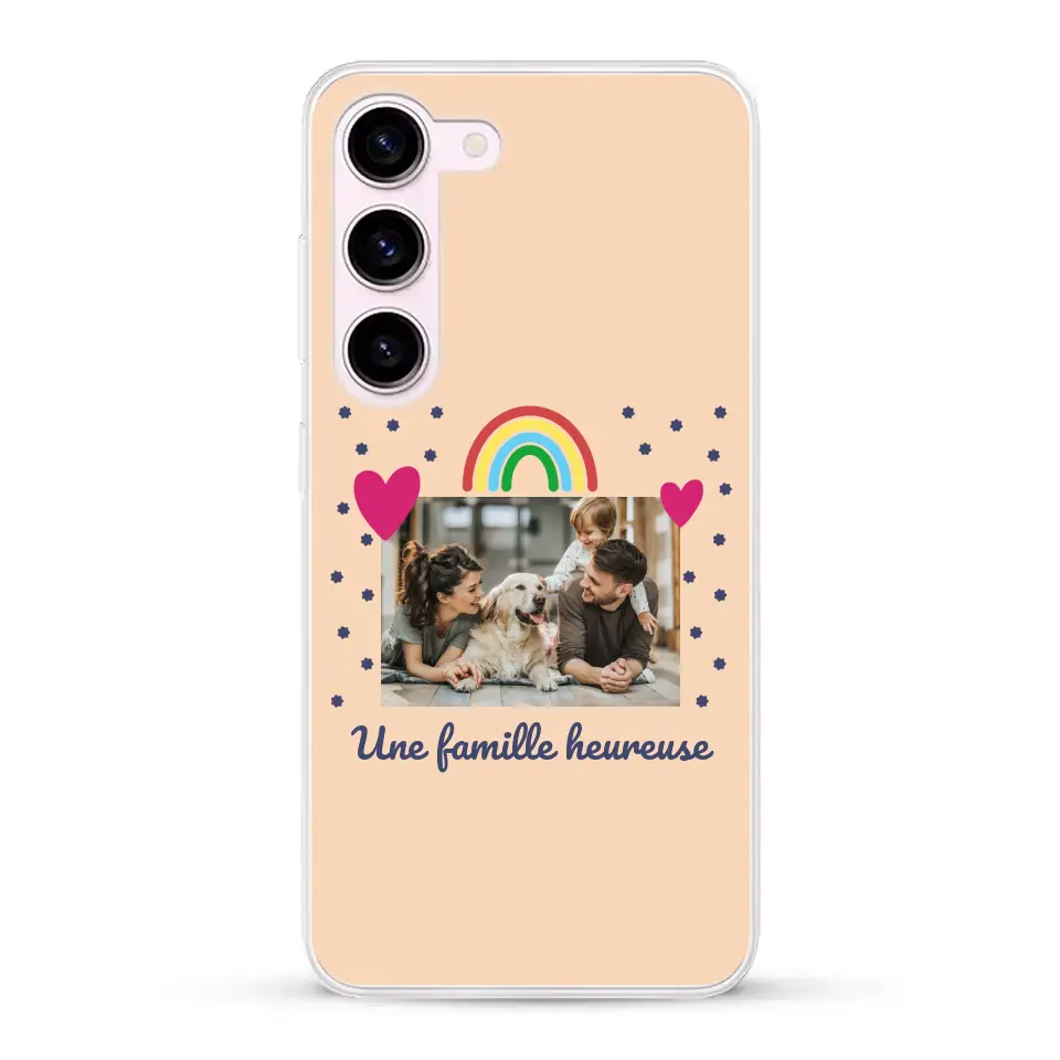 Photo vignette arc-en-ciel une famille heureuse - Coque de téléphone personnalisée