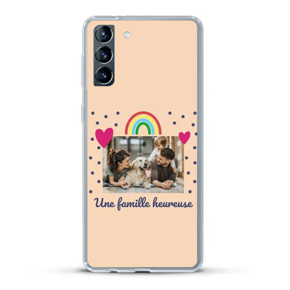 Photo vignette arc-en-ciel une famille heureuse - Coque de téléphone personnalisée