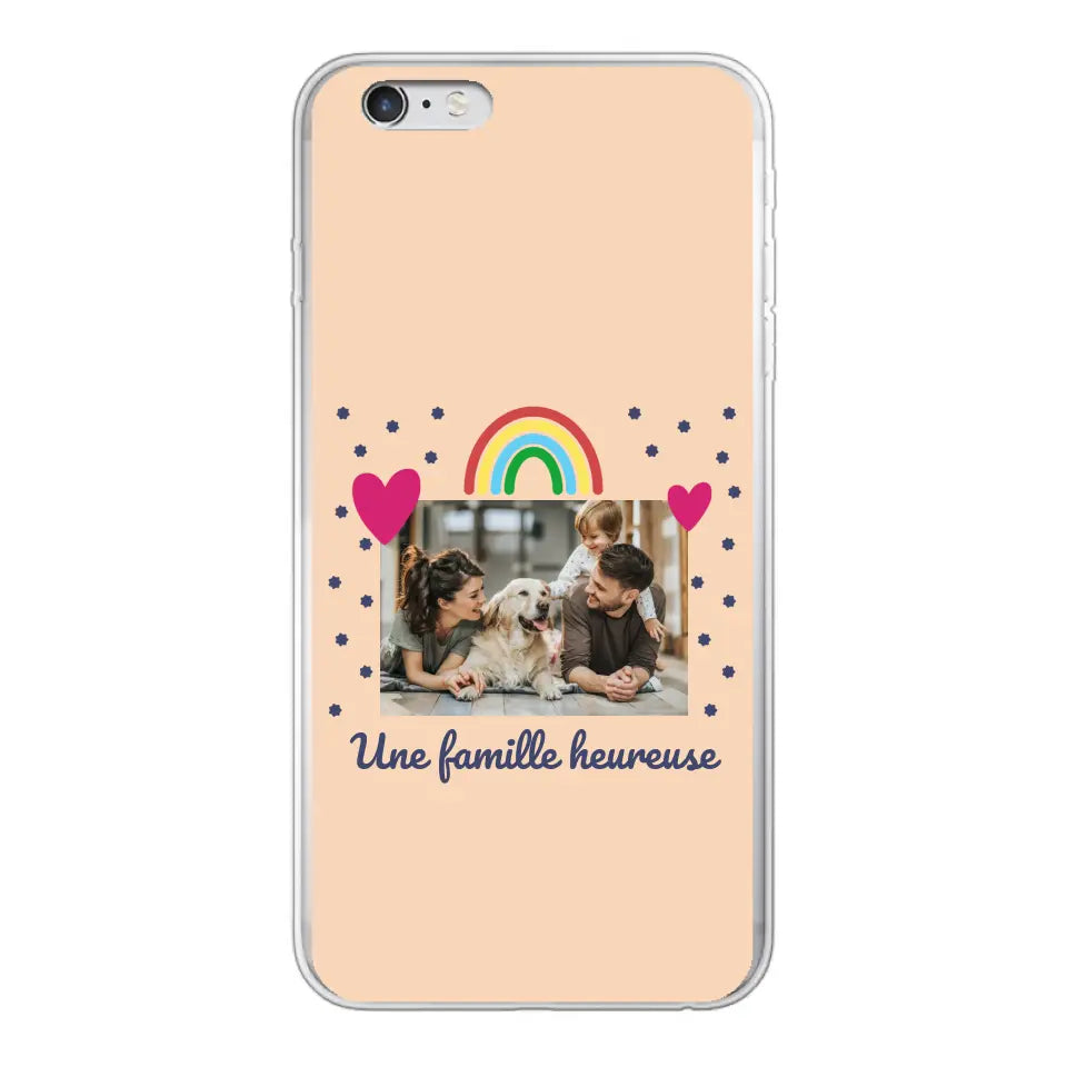 Photo vignette arc-en-ciel une famille heureuse - Coque de téléphone personnalisée