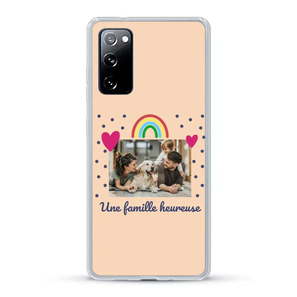 Photo vignette arc-en-ciel une famille heureuse - Coque de téléphone personnalisée