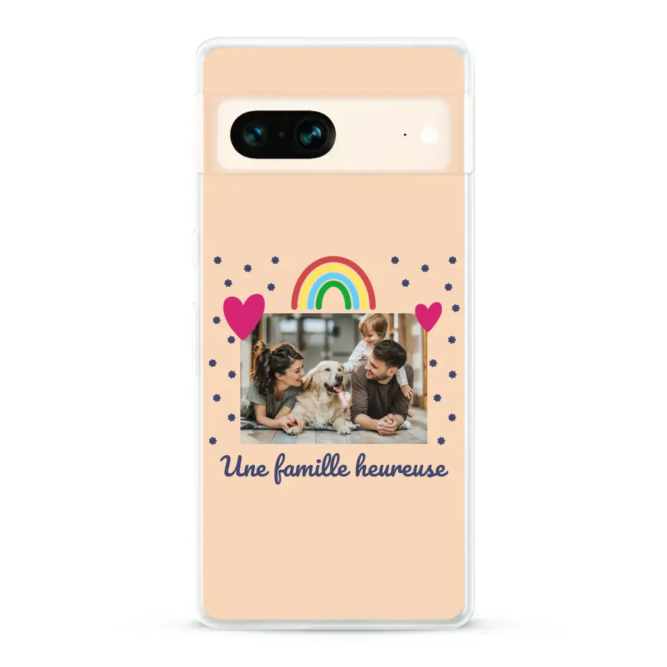 Photo vignette arc-en-ciel une famille heureuse - Coque de téléphone personnalisée