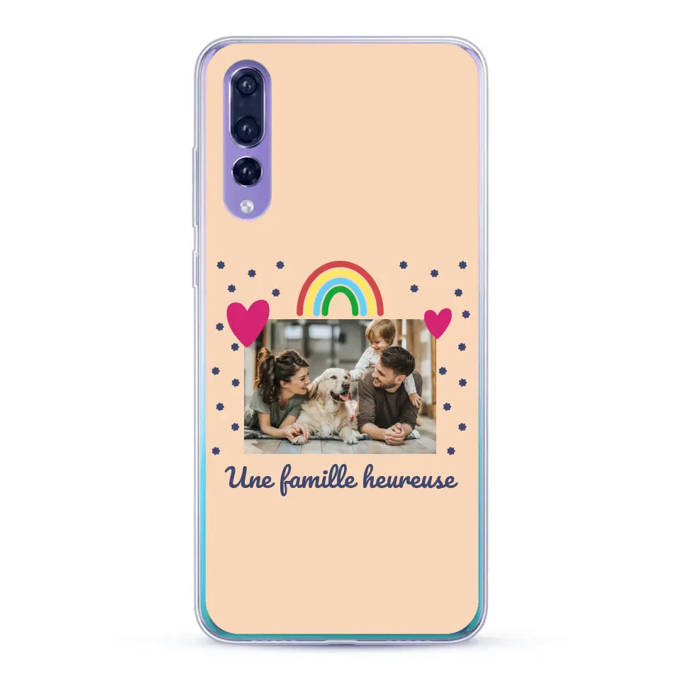 Photo vignette arc-en-ciel une famille heureuse - Coque de téléphone personnalisée