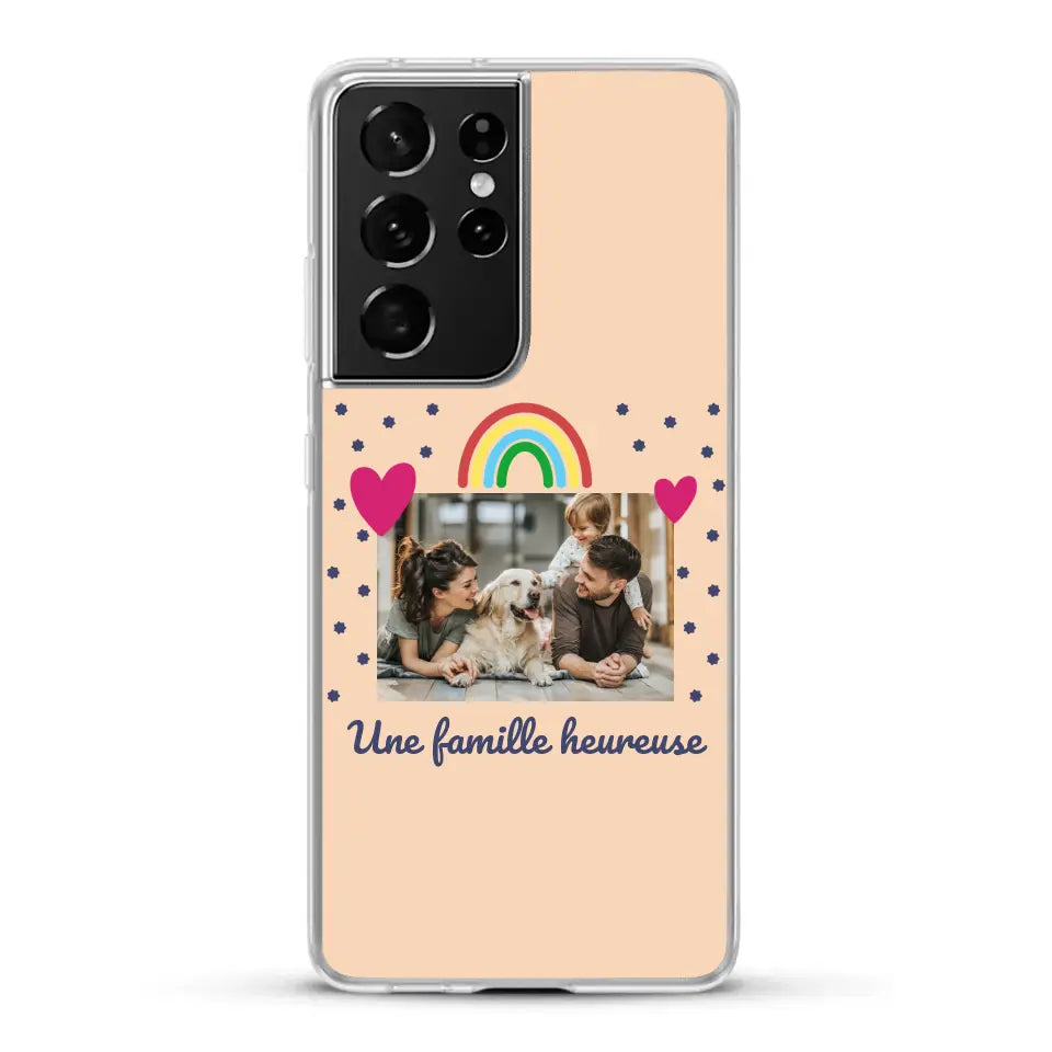 Photo vignette arc-en-ciel une famille heureuse - Coque de téléphone personnalisée