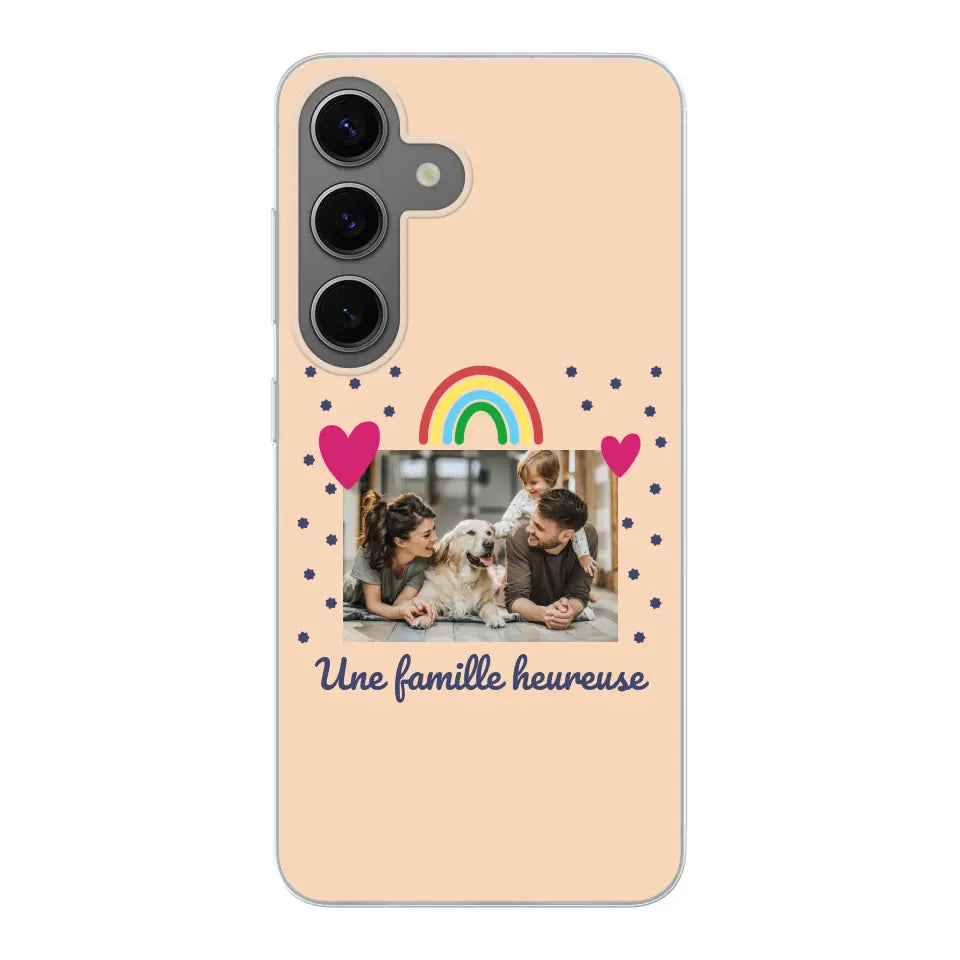 Photo vignette arc-en-ciel une famille heureuse - Coque de téléphone personnalisée