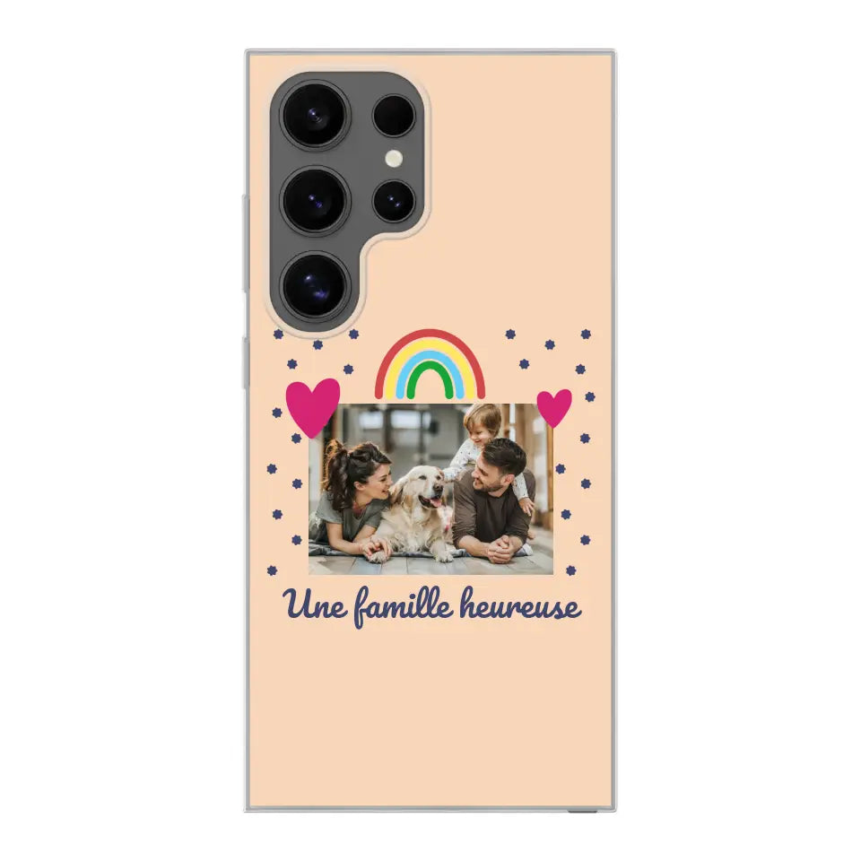 Photo vignette arc-en-ciel une famille heureuse - Coque de téléphone personnalisée