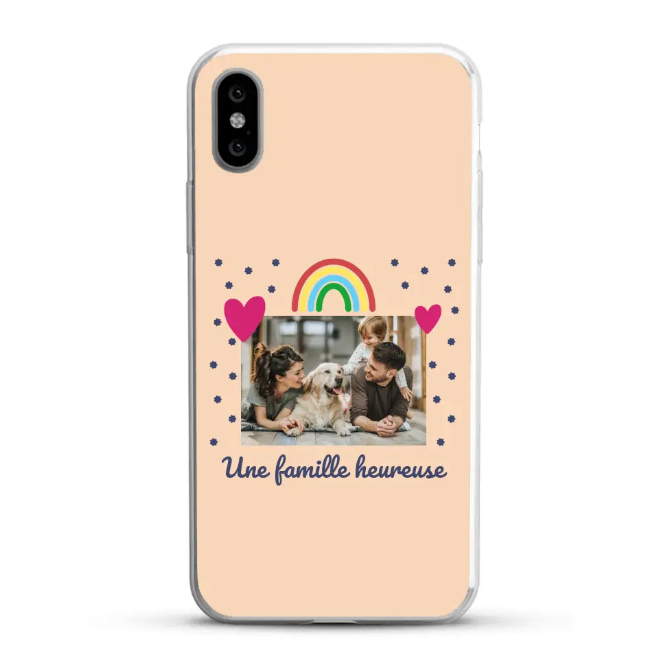 Photo vignette arc-en-ciel une famille heureuse - Coque de téléphone personnalisée