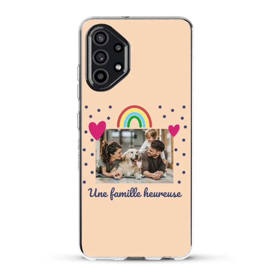 Photo vignette arc-en-ciel une famille heureuse - Coque de téléphone personnalisée