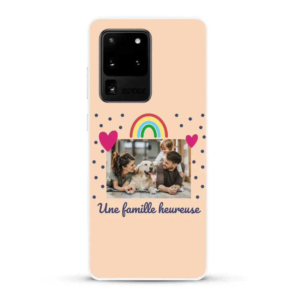 Photo vignette arc-en-ciel une famille heureuse - Coque de téléphone personnalisée