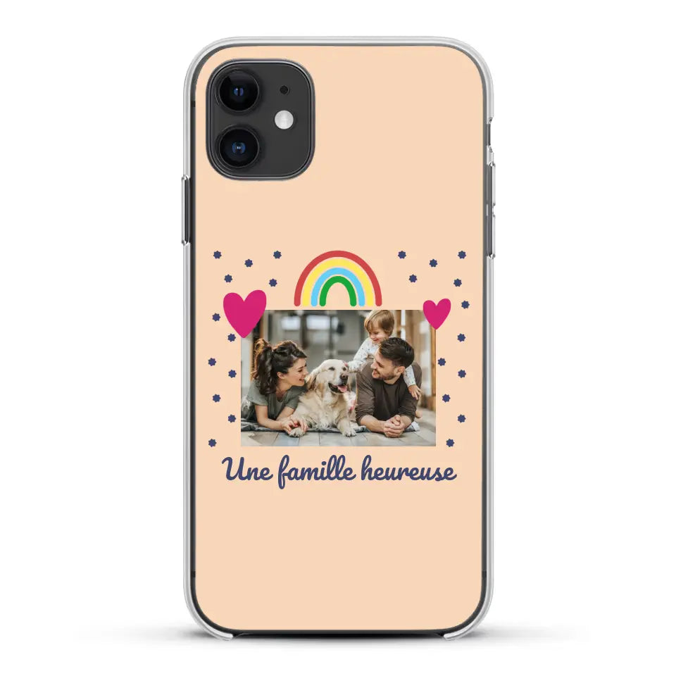 Photo vignette arc-en-ciel une famille heureuse - Coque de téléphone personnalisée