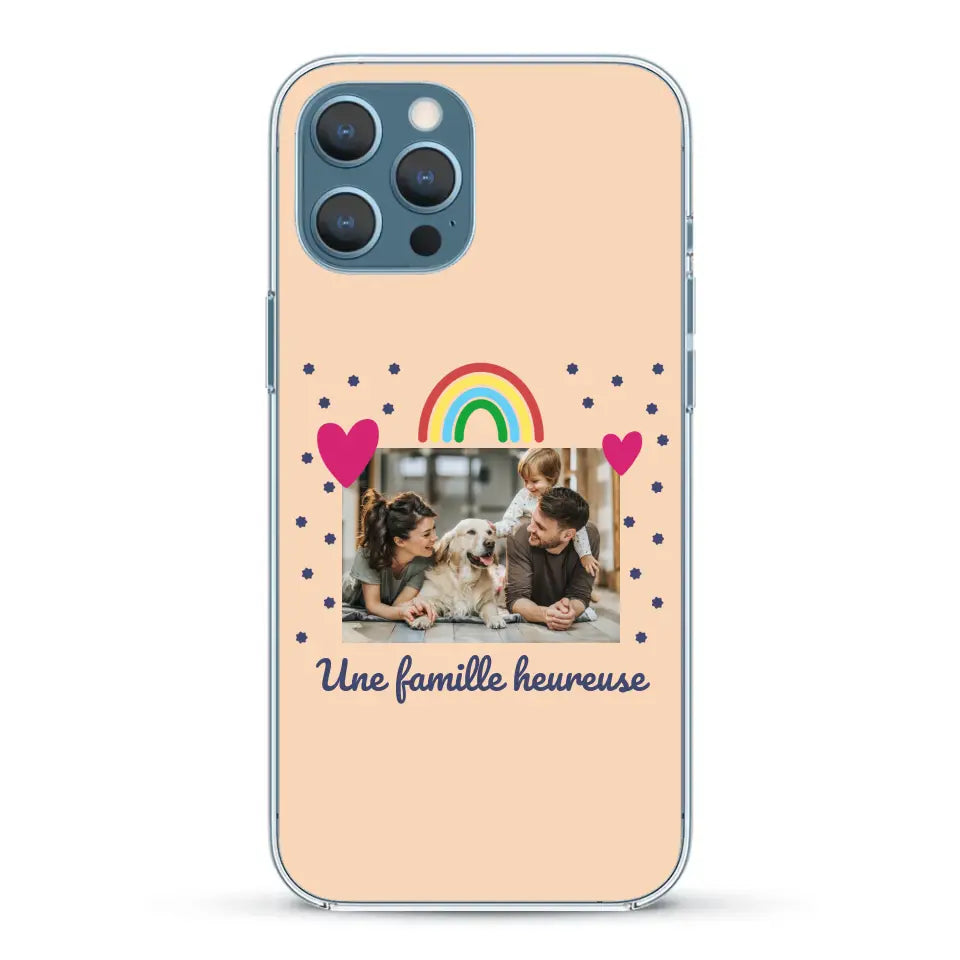 Photo vignette arc-en-ciel une famille heureuse - Coque de téléphone personnalisée