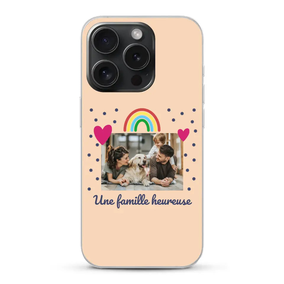 Photo vignette arc-en-ciel une famille heureuse - Coque de téléphone personnalisée