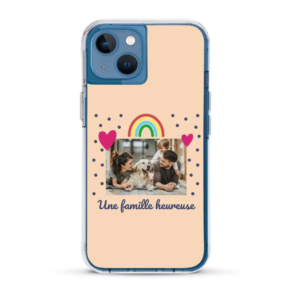 Photo vignette arc-en-ciel une famille heureuse - Coque de téléphone personnalisée