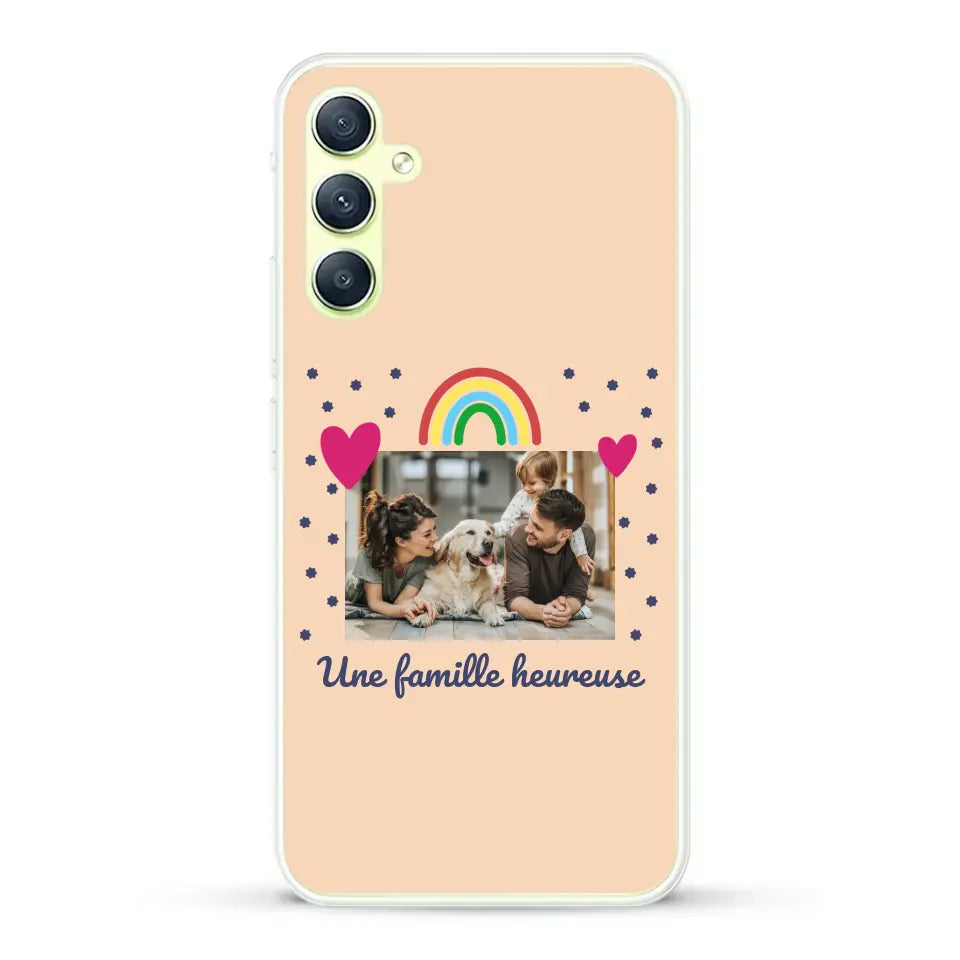 Photo vignette arc-en-ciel une famille heureuse - Coque de téléphone personnalisée