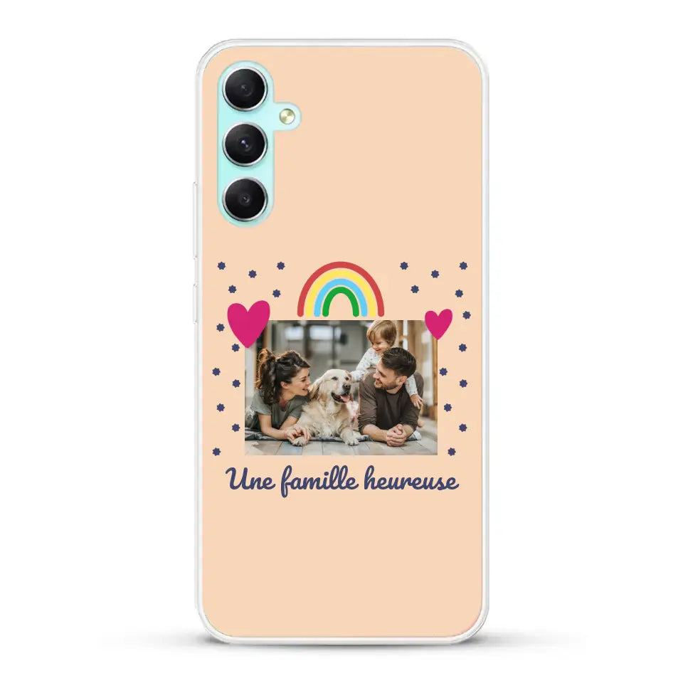 Photo vignette arc-en-ciel une famille heureuse - Coque de téléphone personnalisée