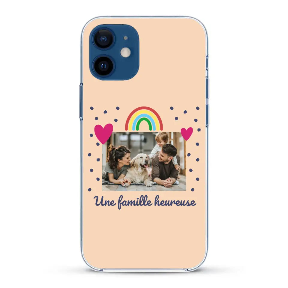 Photo vignette arc-en-ciel une famille heureuse - Coque de téléphone personnalisée